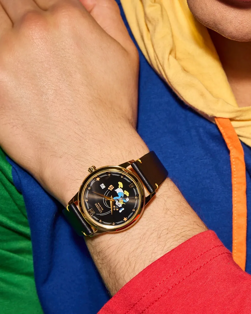 Donald Duck Seeing Stars Black Dial Leather Strap AW1789-04W | CITIZEN